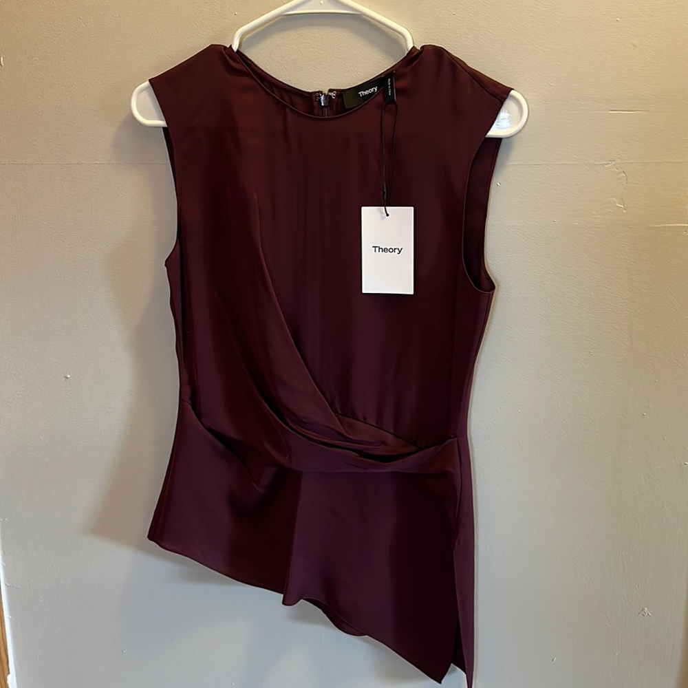 NWT Theory Twisted Asymmetrical Silk Top